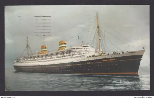 USA Ansichtkarte Marine Schiffe S.S. Nieuw Amsterdam Kreuzfahrtschiff Aachen