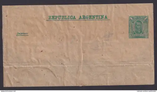 Argentinien Streifband Ganzsache Republik 1 Centavo