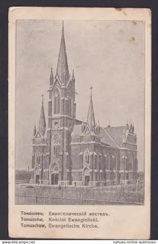 Tomaschow Polen Ansichtskarte Feldpost Evangelische Kirche