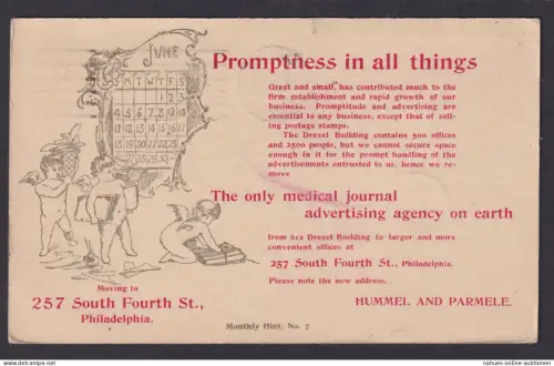 Philadelphia USA Privatganzsache Hummel and Parmele New York City Medizin