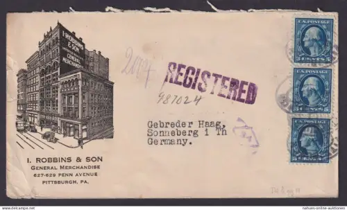 USA schöner illustrierter Reklame R Brief Pittsburgh Pennsylvania I Robbins &Son