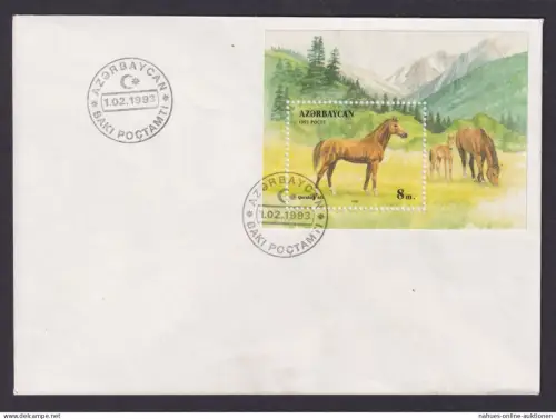 Azerbaycan Aserbaidschan Brief Block Tiere Pferde