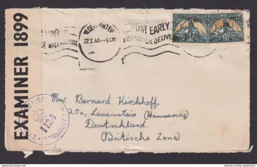 Südafrika Zensur Briefvorderseite Zweisprachig Lauenstein Hannover Niedersachsen