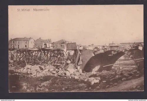 Ansichtskarte St. Mihiel Frankreich Feldpost Zerstörte Maasbrücke Dissen Kr.