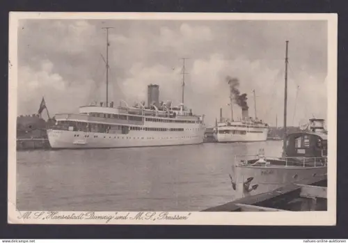 Stettin Deutsches Reich Ansichtskarte Schifffahrt M.S. Hansestadt Danzig u.