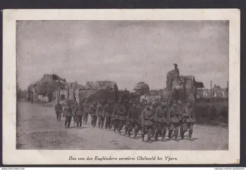 Ansichtskarte Cheluveld b. Ypern Belgien von Engländern zerstört Feldpost AFS