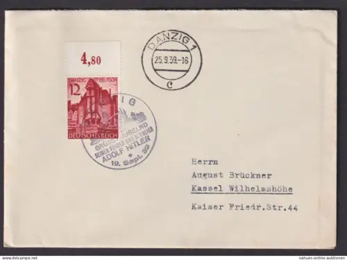 Danzig Deutsches Reich Brief SST D. grüßt Jubelnd seinen Führer u. Befreier