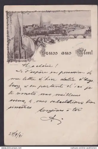 Bahnpost Vorläufer Ansichtskarte Ulm Baden-Württemberg sehr frühe Karte nach