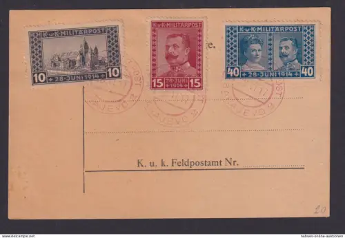Österreich Bosnien Herzegowina K.u.K Militärpost 121-123 FDC Sarajewo je A+B