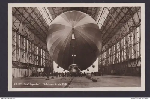 Zeppelin Ansichtskarte LZ 127 Einbringen in die Halle Friedrichshaven Heidenheim