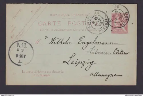 Briefmarken Frankreich Ganzsache P 17 F & A Montpellier Leipzig Kat.-Wert 55,00