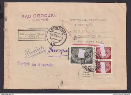 Besetzung Polen Generalgouvernement Brief Sad Grodzki Lemberg n. Lwowie Polen