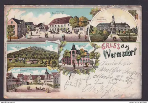 Ansichtskarte Wermsdorf Sachsen Gastronomie Gasthaus Goldener Hirsch Bes. Hugo