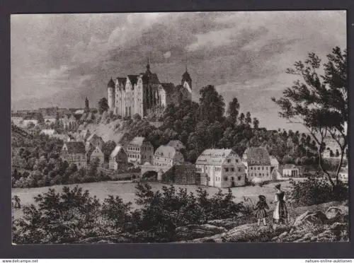 Ansichtskarte Nossen Sachsen Stadtansicht Alte Lithoprafie Künstlerkarte