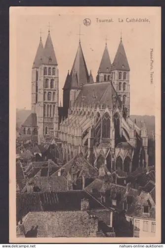 Ansichtskarte Tournai Belgien La Cathedrale Karthedrale Kirche Feldpost