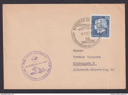Briefmarken DDR Flugpost Brief EF 860 Borkheide Leipzig 50 Jahre Postbeförderung