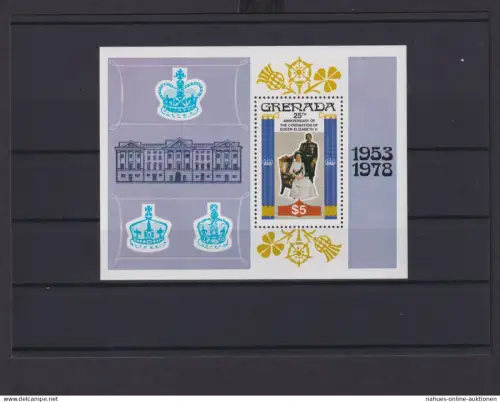 Grenada Übersee Block Briefmarken 25 Jahre Krönung Elisabeht II Luxus postfrisch