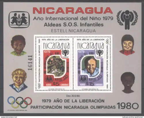 Nicaragua Block 110 A Internationales Jahr des Kindes 1979 postfrisch MNH 1980