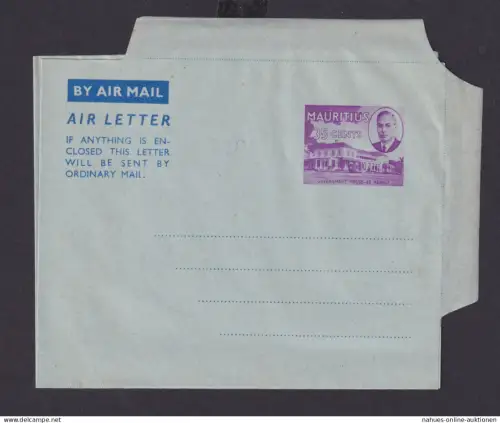 Mauritius Brief Ganzsache Aerogramm Air Letter 35 cents Gouvernment House