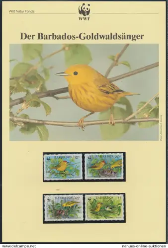 WWF Barbados 770-773 Tiere Vögel Goldwaldsänger kpl. Kapitel bestehend