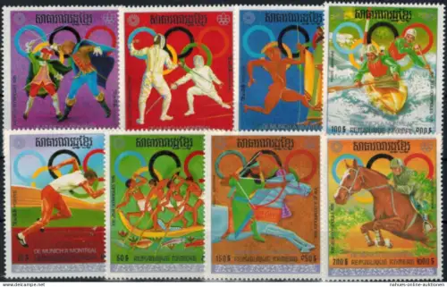 Afrika Kambodscha 407-415 A und Block 61+62 A Olympia Sport Montreal Luxus