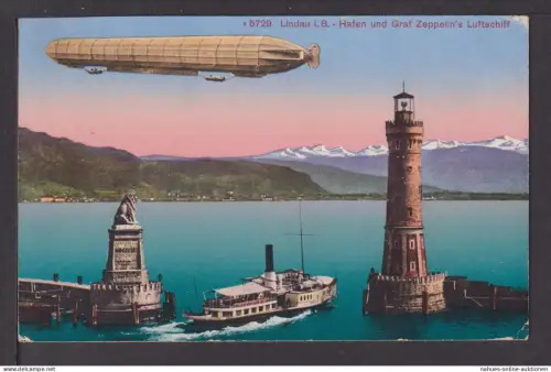 Ansichtskarte Lindau Bodensee Bayern Zeppelin Schiff 1927 München