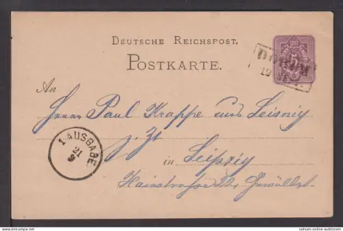 Deutsches Reich Ziffer Ganzsache 5 Pfge. R2 Dorum Stade nach Leipzig