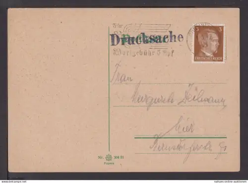Deutsches Reich Brief selt. SST Brieftelegramm Wortgebühr 5 Rpf 1942 Chemnitz