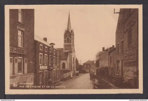Ansichtskarte Beauraing Belgien Rue de l eglise et de la Grotte