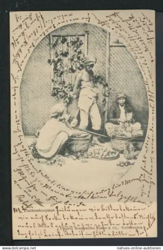 Ansichtskarte Weltevreden Niederländisch Indien Früchteverkauf 1906 Bern Schweiz