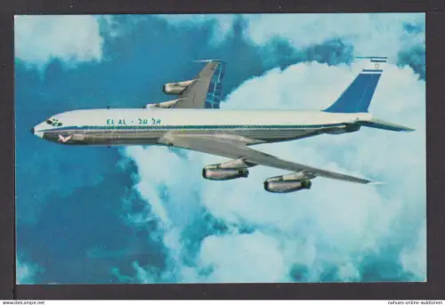 Ansichtskarte Reklame Flugzeug ELAL Israel Airlines Boeing 707