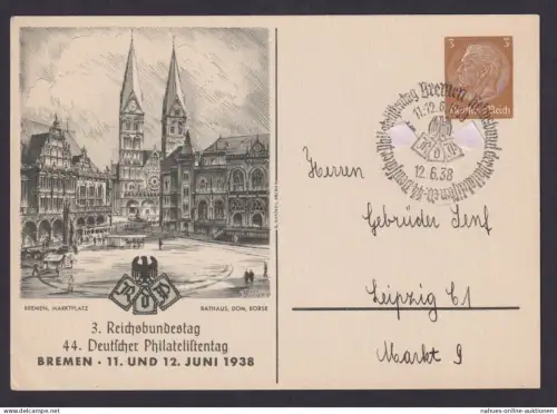 Deutsches Reich Künstler Privatganzsache Bremen Philatelie Ausstellung Leipzig