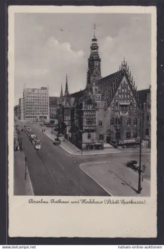 Ansichtskarte Breslau Wroclaw Schlesien Polen Rathaus Sparkassen Hochhaus