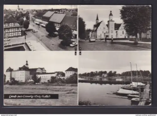 Ansichtskarte Coswig Rathaus Schloss Elbe Fluss Sachsen nach Hamburg