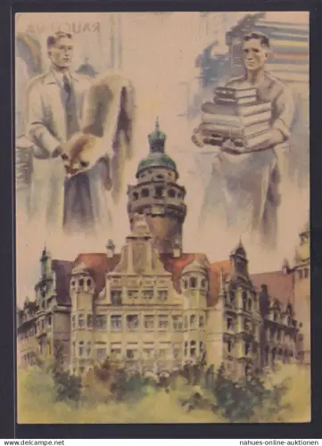 Besetzung Gemeinschaft Anlaßkarte Künstler Ansichtskarte Leipzig Friedensmesse