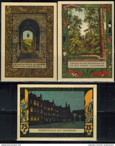 Banknoten Geldschein Notgeld Kahla an der Saale 6 Notgeldscheine je 75 Pfg