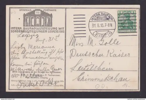Deutsches Reich Leipzig selt. + inter. SST Baufach Ausstellung auf Ansichtskarte