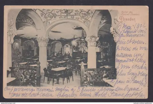 Bahnpost Leipzig Dresden Keller Central Theater Deutsches Reich Zug 12 nach Gent