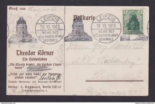 Militaria Deutsches Reich Völkerschlacht Denkmal Theodor Wörner Heldenleben