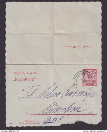 Altdeutschland Bayern Ganzsache Kartenbrief K1 Woerischhofen München Bügeleisen