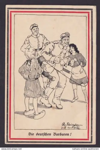 Ansichtskarte Feldpost Scherzkarte Humor Signiert A. Fleischer z.Zt. im Felde