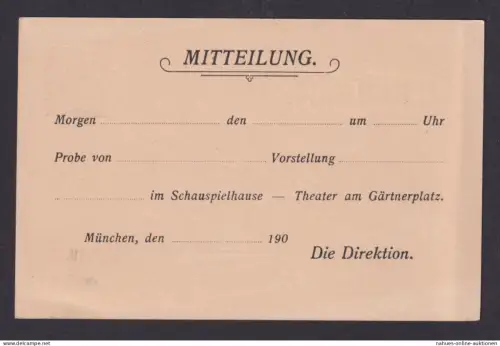 Altdeutschland Bayern Überdruck Drucksachen Privatganzsache München Theater am