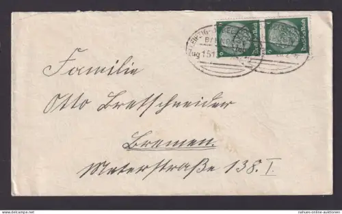Briefmarken Bahnpost Deutsches Reich Brief MEF Hindenburg Leipzig Döbeln Zug