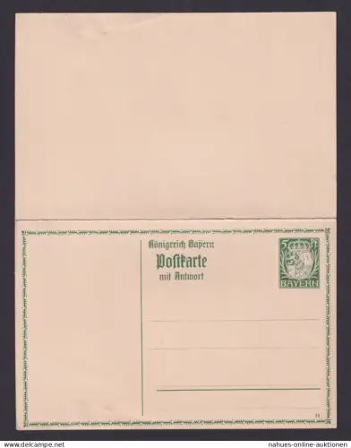 Altdeutschland Bayern Frage & Antwort Ganzsache 5 Pfg