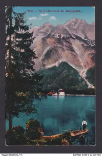 Bayern Altdeutschland Bartholomä Königsee Ansichtskarte nach Leipzig Berge 1918