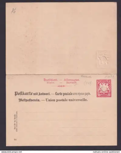 Altdeutschland Bayern Frage & Antwort Ganzsache Fehldruck e mit Apostroph Wappen