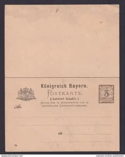 Altdeutschland Bayern Frage & Antwort Ganzsache Wappen