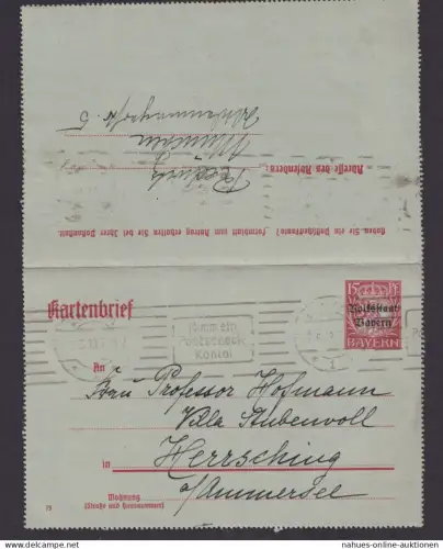 Altdeutschland Bayern Ganzsache Kartenbrief Masch.St. Postsache Postscheckkonto