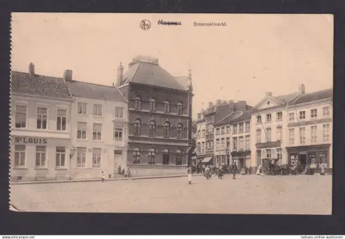 Ansichtskarte Feldpost Meenen Belgien Groenselmarkt Einkaufsstrasse