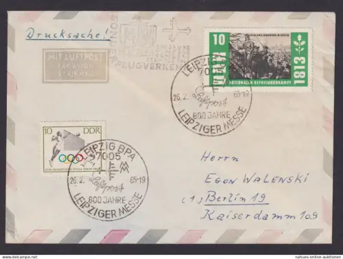 Briefmarken DDR Flugpost Brief SST 800 Jahre Leipziger Messe n Berlin BPA 7005